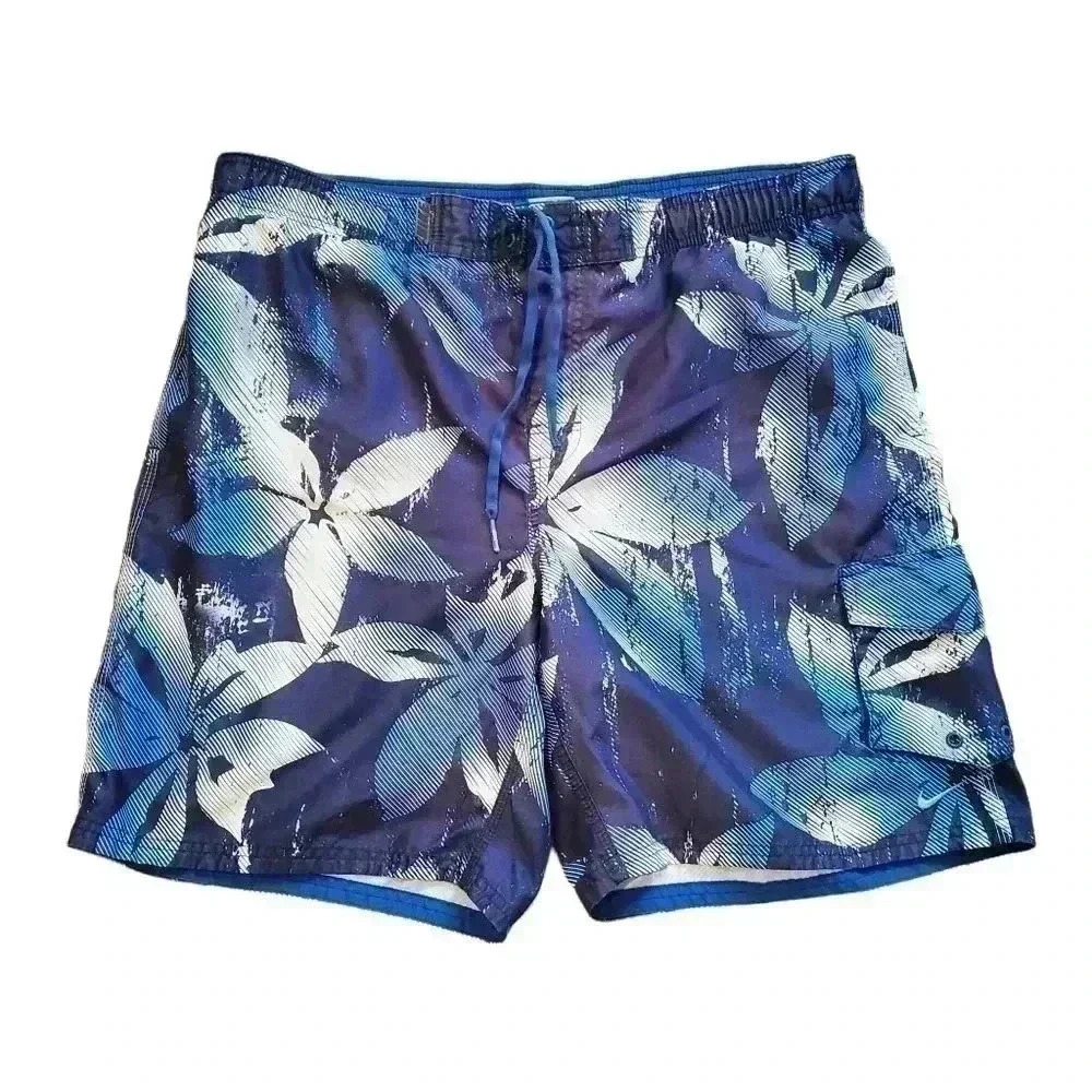 Blue Nike Board Cargo Hawaiian Floral Shorts Sz Lg